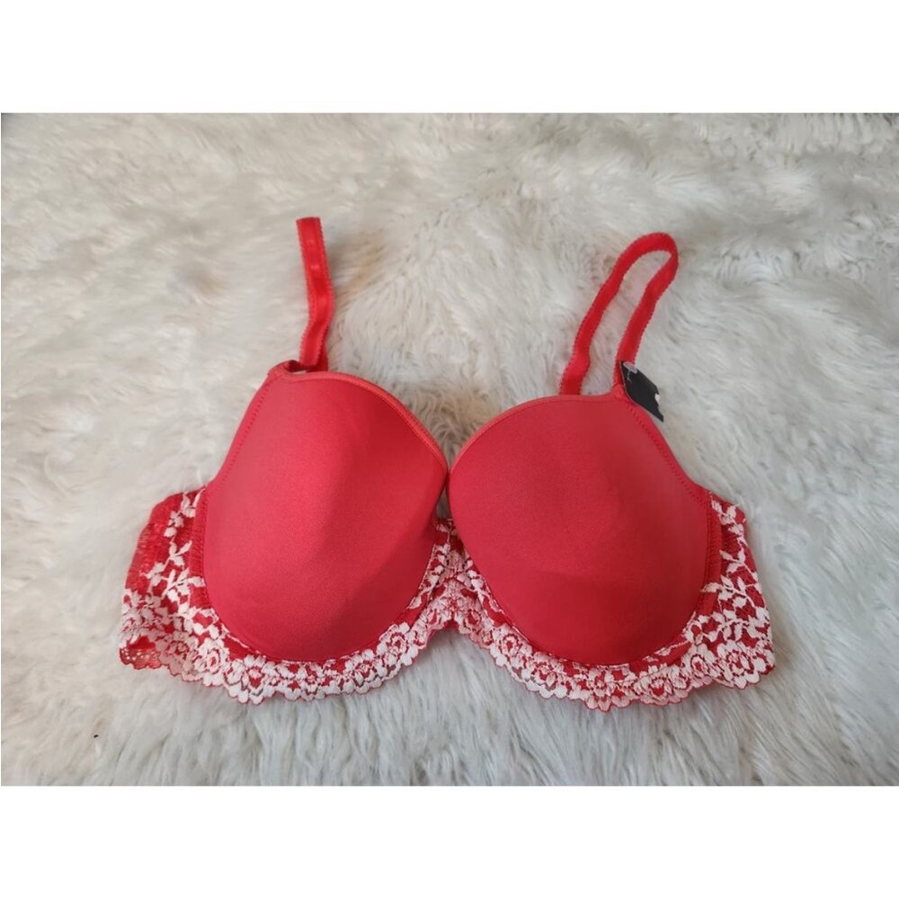 Wacoal Women's Pink White Lace
Adjustable Clasp Back Full
Coverage Bra Size 34C
